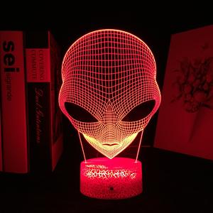 Uzaylı Kafa Figürü 3D Fotoğraf Çerçevesi Gece Lambası El Sanatları Lazer Gece Lambası Masaüstü Dekorasyonu Animasyon Hayranları İçin Hediye - Product Image 2