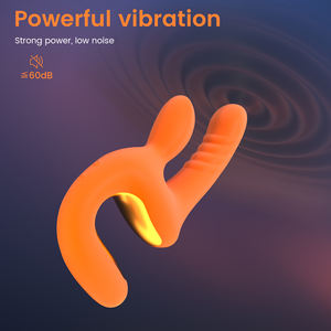 Lüks USB şarj edilebilir turuncu silikon su geçirmez IPx6 yapay penis kadın tavşan vibratör değnek G Spot emme klitoral stimülatör CE - Product Image 6