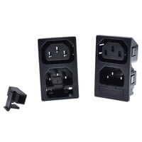 Enchufe de Pared C13 C14 IEC320 Doble Hembra/Macho con Fusible, 10A 250V, Negro, CE RoHS, ABS, Cobre, Entrada de Corriente Universal, 2 Salidas