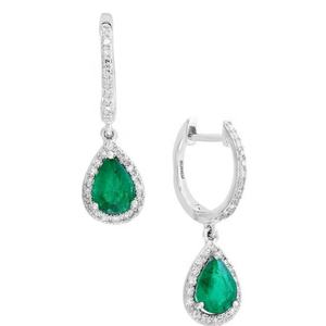Bijoux fantaisie en argent sterling 925, boucles d'oreilles pendantes en forme de poire émeraude pour femmes - Product Image 1