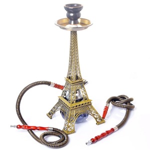 Set de Shisha/Hookah Torre Eiffel con 2 Mangueras, Pipa de Agua de Metal y Vidrio, Regalo para Bar o Viajes - Product Image 3