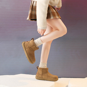 LYKU 2025 Nuevas Botas de Nieve para Mujer, Otoño/Invierno, Impermeables, Cálidas, de Cuero Sintético, con Cordones, a Media Pantorrilla, con Forro de Algodón Grueso y Diseño de Parches - Product Image 3