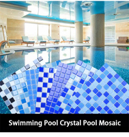 Mosaïque de verre pour piscine, mosaïque de verre utilisée pour le revêtement mural des piscines paysagères, les hôtels, les clubs de golf et les carreaux de piscine.