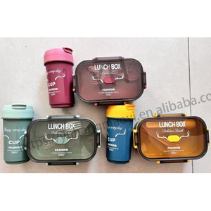 <span class=keywords><strong>Boîte</strong></span> à lunch <span class=keywords><strong>en</strong></span> <span class=keywords><strong>plastique</strong></span> double couche sans BPA, économique, <span class=keywords><strong>avec</strong></span> gourde, pour étudiants, et tasse à café de voyage - Product Image 4
