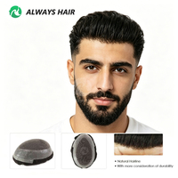 [Prêt à expédier] Prothèse capillaire pour homme en dentelle et PU, aspect naturel, cheveux humains indiens, Perruque masculine