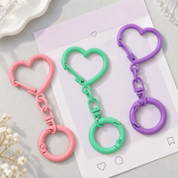 Porte-clés Cœur Couleur Bonbon avec Fermoir à Pression et Anneau à Ressort pour Noël, Cadeau Femme, Accessoires DIY, Breloque de Sac