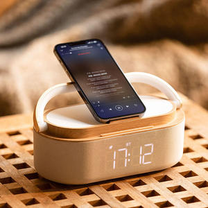 Lámpara de Noche LED Moderna para Dormitorio, Radio FM, Reloj Despertador, Altavoz con Carga Inalámbrica, Batería de 1800 mAh, Plástico ABS, Uso Doméstico - Product Image 6