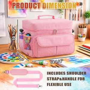Sac de rangement polyvalent pour peinture acrylique avec séparateurs ajustables pour bouteilles de différentes tailles, étui de rangement pour fournitures artistiques - Product Image 2