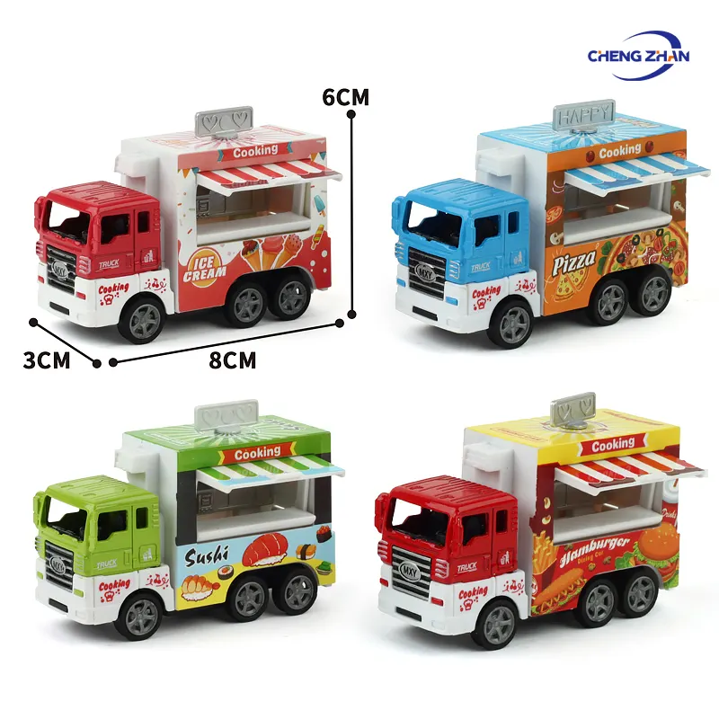 Wholesale food truck pull back Alloy toy container truck Die Cast car model