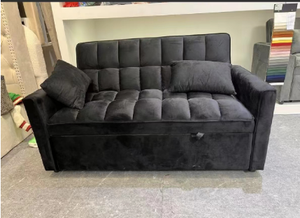 <span class=keywords><strong>Sofá</strong></span> <span class=keywords><strong>cama</strong></span> de tela de terciopelo o lino, asiento doble con patas de madera maciza - Product Image 3