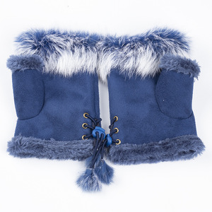 Mitaines d'hiver chaudes en fourrure de lapin, sans doigts, <span class=keywords><strong>pour</strong></span> la plage et l'<span class=keywords><strong>ordinateur</strong></span>, longueur poignet - Product Image 5