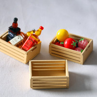 Panier à fruits rectangulaire miniature en bois pour maison de poupée, accessoires de modèle, décorations pour scènes à l'échelle et micro-paysages