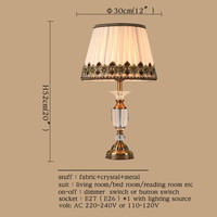 Lampe de table classique américaine en cristal, LED de luxe décorative pour bureau, hôtel, lecture