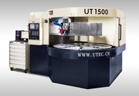 Tour CNC d'occasion UT400E économique pour la fabrication de joints, commande FANUC, double broche, structure à banc plat, centre de tournage