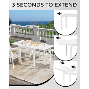 Espandibile 31 "-63" Patio <span class=keywords><strong>tavolo</strong></span> da pranzo Set esterno telaio in alluminio modello di <span class=keywords><strong>legno</strong></span> <span class=keywords><strong>bianco</strong></span> per 4-6 persone per il ponte del cortile - Product Image 4
