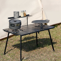 Table de camping pliable en aluminium réglable en hauteur, portable, à quatre plis, détachable, multifonctionnelle, extensible, pour barbecue et pique-nique