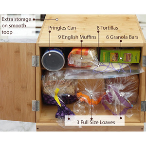 Boîte à pain en bambou à double compartiment, armoire de rangement en bois pour cuisine, pour le pain et les pâtisseries - Product Image 1