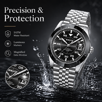 Montres mécaniques pour hommes, personnalisées, étanches, lumineuses, avec bracelet en acier inoxydable, vente en gros, cadeau