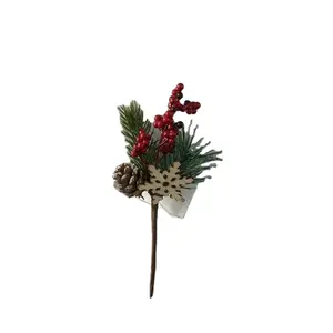 artificial Christmas berry picks with pine cone