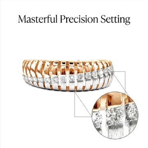 Factory Price Luxury 18K Solid Rose Gold Two Tone Diamond Ring <b>Micro</b>-pave Dome Band Custom - Product Image 2
