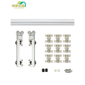 Juego completo de herrajes metálicos de montaje en pared para puerta corredera plegable de armario sin rieles de alta resistencia con doble amortiguación - Product Image 3