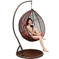 Fauteuil suspendu moderne en rotin PE pour patio, en forme de nid d'oiseau, avec structure