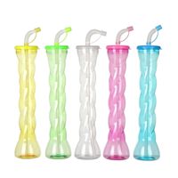 Gobelet en plastique à long col de 600 ml, Gobelets en plastique 'Yard' avec paille, Gobelets à jus pour fête avec couvercle et paille, Gobelet haltère, Gobelet bikini, Gobelet gourde