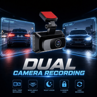 Caméra de voiture double objectif 1080P avec écran tactile IPS, Wi-Fi intégré, écran 3 pouces, batterie 300 mAh, USB 2.0, 64 Go, enregistrement en boucle H.264, vision arrière