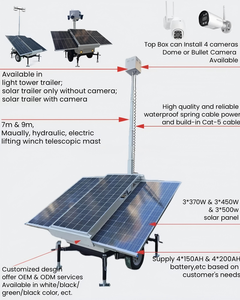 เสาไฟส่องสว่างพลังงานแสงอาทิตย์พร้อมกล้อง PTZ 4x150W สำหรับการตรวจสอบไซต์ก่อสร้างและคลังสินค้า - Product Image 3