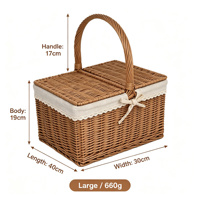 Tas Penyimpanan Multifungsi Anyaman Bambu dengan Tutup & Lapisan Kain, Model Lantai, Organizer Mainan Rumah