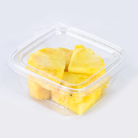 Boîte d'emballage alimentaire jetable en PET/rPET, directement de l'usine, boîte en plastique transparente, boîte à clapet, contenants pour salades de fruits coupés