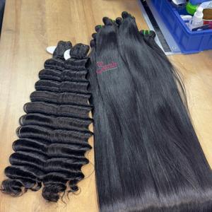 Venta al por mayor de cabello humano 100% virgen, liso y rizado, de origen birmano y vietnamita, con cutícula alineada, en paquetes para extensiones. - Product Image 4