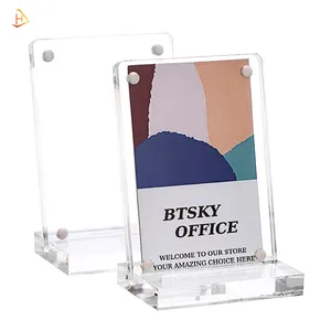 Factory Wholesale Custom Transparent Desktop Acrylic Magnetic Display Holder/Menu/Signage Holder