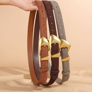 Ceintures en daim pour femmes, ceintures classiques de design minimaliste pour les robes de pantalons en jean, <span class=keywords><strong>ceinture</strong></span> noire avec boucle dorée - Product Image 4
