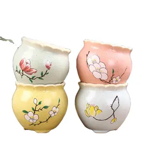 Vaso de plantas suculentas pintadas à mão, vaso de porcelana para jardim, mini plantador de cerâmica