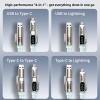 Cable de Datos de Carga Rápida con Pantalla Digital Inteligente de Silicona Líquida Cuatro en Uno de 240 W con Logotipo Personalizado para CarPlay CarLife