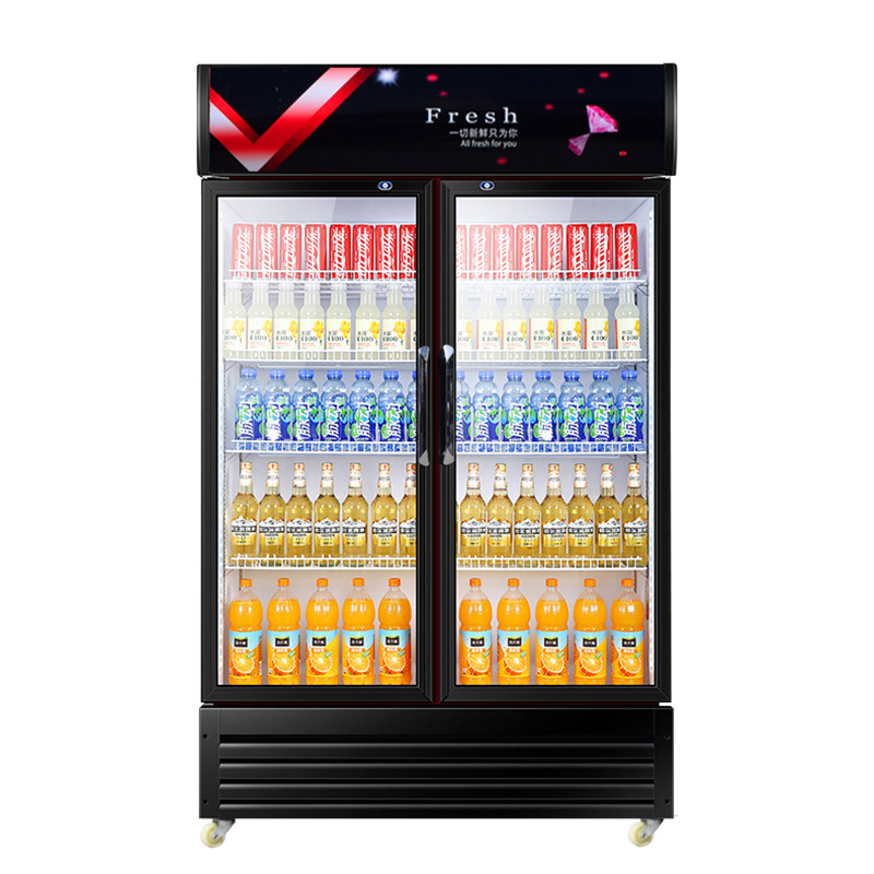 Витрина Strongsen для мерчендайзера, зеленая, здоровая, коммерческая, двойная стеклянная дверь, холодильник для напитков с вертикальным дисплеем