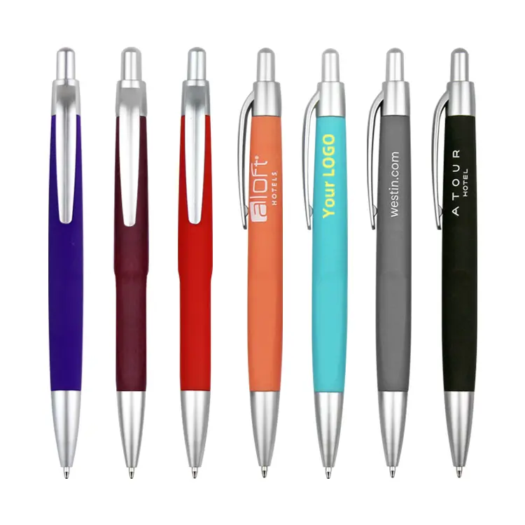 도매 학교 문구 선물 플라스틱 펜 다채로운 사용자 정의 로고 선물 펜 스타일러스 플라스틱 펜
