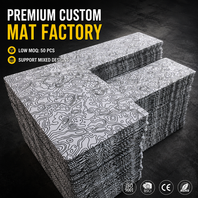 OEM Custom Logo Topographic Mouse Pad XXL Black White Contour Design Natural Rubber Non-slip Base Factory Direct Desk Mat