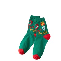 Nouvelles chaussettes de Noël personnalisées à motif de dessin animé amusant, en coton doux et écologique, avec revers et corps épais, lettres fantaisie, unisexe, pour l'hiver et le quotidien
