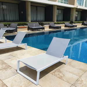 Chaise longue <span class=keywords><strong>de</strong></span> luxe <span class=keywords><strong>pour</strong></span> patio d'hôtel avec cadre en aluminium Chaise longue en <span class=keywords><strong>tissu</strong></span> maillé imperméable <span class=keywords><strong>pour</strong></span> villa, <span class=keywords><strong>jardin</strong></span>, piscine - Product Image 5