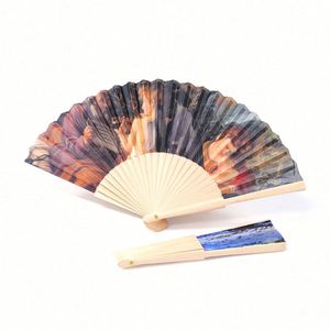 พัดกระดาษพับได้พัดลมกระดาษไม้ไผ่แบบพกพาสีขาวออกแบบได้ตามที่ต้องการ - Product Image 2