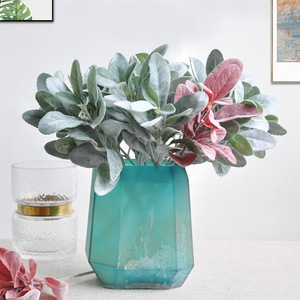 Planta artificial de hoja de oreja de conejo, planta verde de simulación para decoración del hogar, arreglo floral para sala de estar, hoja de limón peluda de simulación - Product Image 1