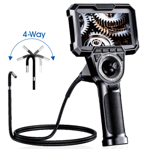 4-Way 720° Articulating Borescope Slim Snake Inspection Camera with Semi-Rigid 6.2  Metal Hose for Engine, Pipe, HVAC Inspection
