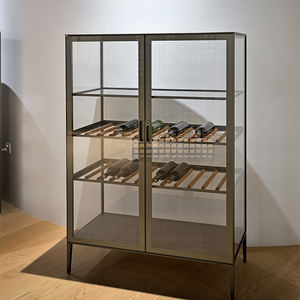 Système <span class=keywords><strong>de</strong></span> rangement à <span class=keywords><strong>vin</strong></span> moderne personnalisé en verre/bois avec éclairage d'ambiance LED, hauteur réglable et couvercle amovible pour le <span class=keywords><strong>vin</strong></span> - Product Image 1