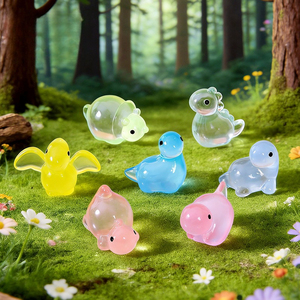 Breloques en résine de dinosaures colorés, figurines de dinosaures lumineuses pour micro-paysages, accessoires de jardin féerique DIY - Product Image 2