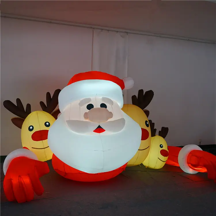 Decoración navideña inflable, Papá Noel con ciervo, OEM