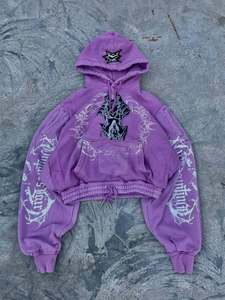 Sudadera con Capucha para Hombre, Estilo Hip Hop Punk, Holgada, Color Morado, con Cordón Ajustable, Personalizada, Estilo <span class=keywords><strong>Rap</strong></span> - Product Image 6