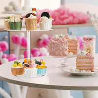 Ensemble de supports de présentation pour gâteaux en plastique décoratif, supports à gâteaux en acrylique transparent, cristal, pour mariage, pour table de desserts