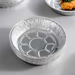 8 9 10 12 pouces jetable rond en aluminium feuille à emporter conteneur Fast Food emballage boîte déjeuner plats plateau <span class=keywords><strong>vaisselle</strong></span> avec couvercle - Product Image 1